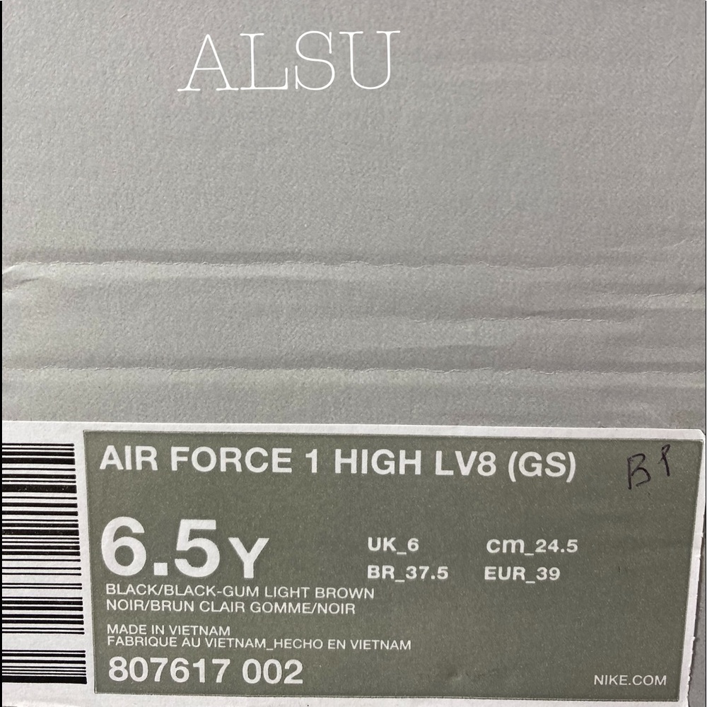 Nike Air Force 1 High Top LV8 GS Suede Black k/W - Picture 6 of 7